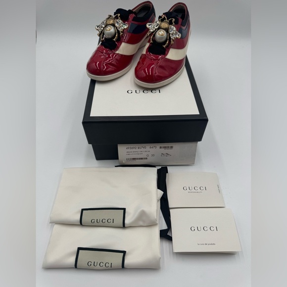 Gucci Falacer Patent Leather Sneakers in Red Size 35 - Picture 3 of 13